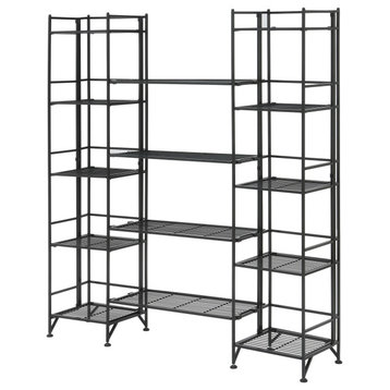 Xtra Storage 5 Tier Folding Metal Shelves With Set of 4 Extension Shelves