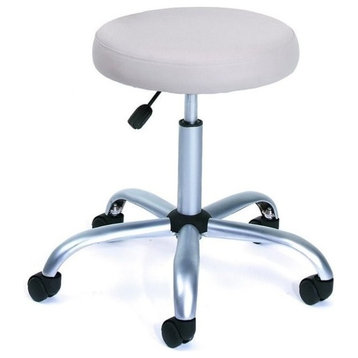 Scranton & Co 26.5" Transitional Fabric Armless Doctor's Stool in Beige/Black