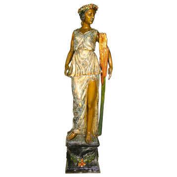 Fall Maiden Bronze Sculpture, Special Patina Finish