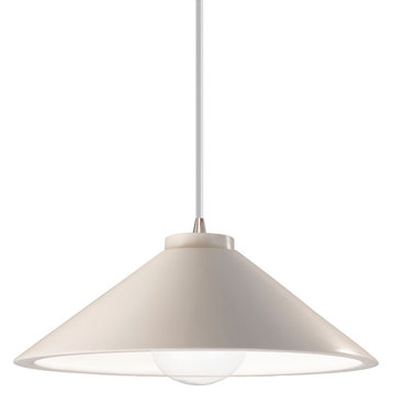 Flare Pendant, Matte White, Brushed Nickel, White Cord, Integrated LED