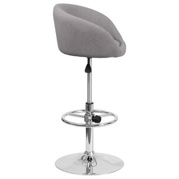 Contemporary Gray Fabric Adjustable H Barstool With Chrome Base