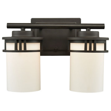 Ravendale 2-Light for The Bath, Oil Rubbed Bronze With Opal White Glass