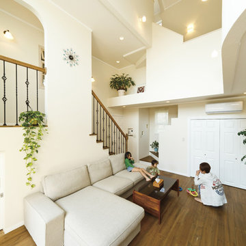 中庭のあるスキップフロアの家