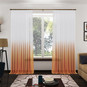 Pinch Pleat Drapery from Orange Ombre Sheer Fabric