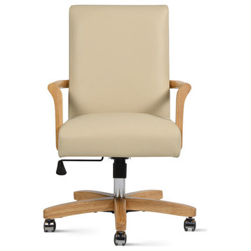 Dumont High Back Executive Home Office Chair, Neutral Cream Beige Leather