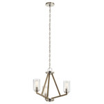 Kichler - Chandelier 3-Light - The 3-light pendant from the DerynTM collection delivers a minimalist style with crisp, clean lines and an inverted diamond shape structure. Accented with clear seeded glass and a Distressed Antique Grey and Nickel finish - making it the perfect addition to refined rustic and coastal settings. in.,