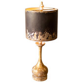 Gold Square Base Black Neck Table Lamp