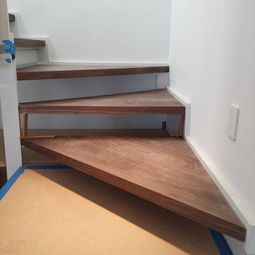 Custom walnut stairs & wet bar Soho- New York, NY