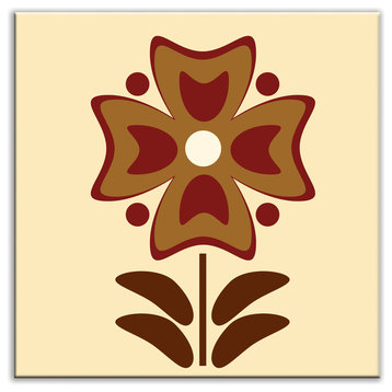 4.25"x4.25" Folksy Love Satin Decorative Tile, Gardenia Burgundy