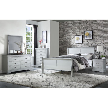 Acme Louis Philippe Twin Bed Platinum