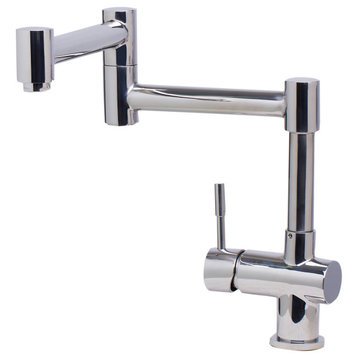Solid Brushed Stainless Steel Retractable Single Hole Kitchen Faucet, Polished Stainless Steel