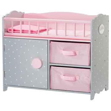 Baby Doll Toy Crib with Cabinet and Cubby