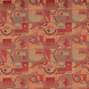 Red Persimmon Green Abstract Geometric Durable Upholstery Fabric By The Yard