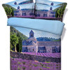3D Purple Flowers, 4-Piece Duvet Cover Set, King