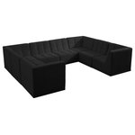 Meridian Furniture - Relax Velvet Upholstered 8-Piece U-Shaped Modular Sectional, Black - Bolster a contemporary vibe in your living room with this Relax black modular sectional. Soft black velvet upholstery offers delicate comfort, making this sectional cozy for anyone who sits in it. Biscuit tufting gives this sectional texture and a modern style, adding extra comfort and elegance to your living space. It's modular design allows you to create infinite configurations, making it a versatile piece to add to your home. A latch underneath the sectional makes it easy to attach to other pieces.