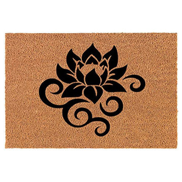Coir Doormat Lotus Flower Scroll (24" x 16" Small)