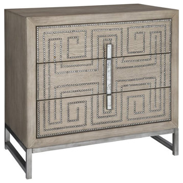 Uttermost Devya Transitional Iron and Wood Accent Chest in Mushroom Gray