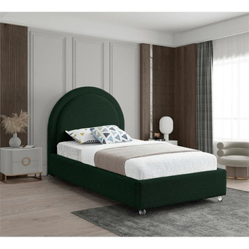 Maklaine Contemporary designed Green Finished Fabric Twin Bed
