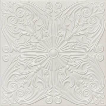 20"x20" R39 Styrofoam Ceiling Tile, Plain White