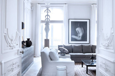 Transitional living room photo in Chicago