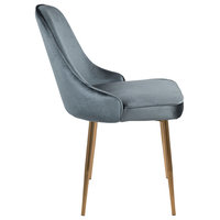 LumiSource Marcel Dining Chair, Set of 2, Blue Velvet, Gold Frame