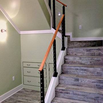 Multilevel Stairway with Cable Rail