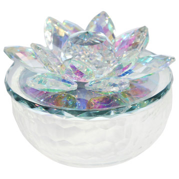 Crystal Lotus 5" Trinket Jar,rainbow