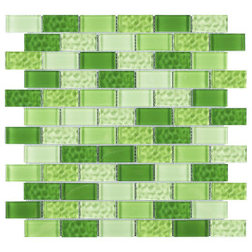 11.75"x11.75" Breck Mosaic Tile Sheet, Green