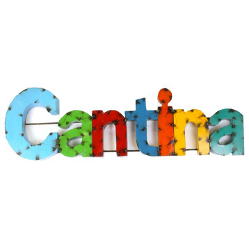 Colorful "Cantina" Recycled Metal Sign
