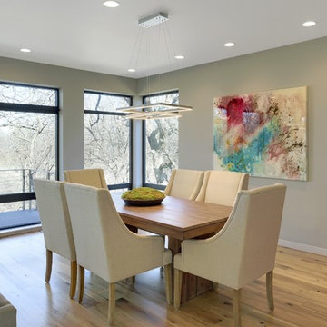 Antique Elm Flooring in an Open Concept Modern Home