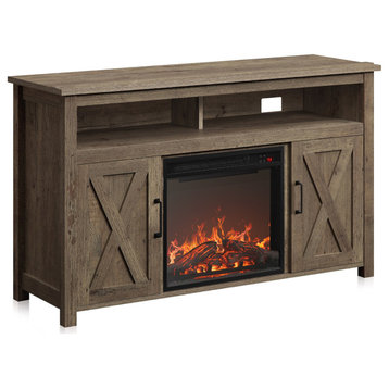 48" Corin TV Stand Console With 18" Electric Fireplace, Wood
