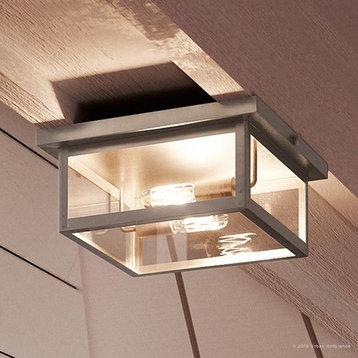 Luxury Farmhouse Outdoor Ceiling Light, Darwin Series, Stainless Steel