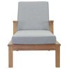 Marina Outdoor Premium Grade A Teak Wood Single Chaise, Natural/Gray