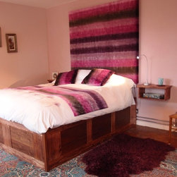 Walnut bed and floating bedsides - Bedroom Products