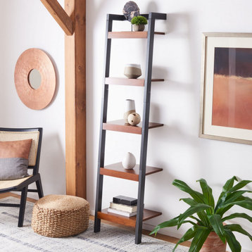 Safavieh Yassi 5 Tier Leaning Etagere, Honey Brown/Charcoal