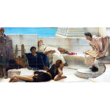 Tile Mural Reading from Homer Mediterranean Backsplash 6" Ceramic Glossy