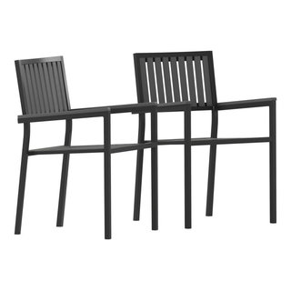 2PK Black Outdoor Patio Chairs - Transitional - Outdoor Dining Chairs ...