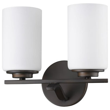 Poydras 2-Light Oil-Rubbed Bronze Vanity Light With Etched Glass Shades