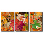 Ready2HangArt - Fall Ink XX, Canvas Wall Art 3-Piece Canvas Art Set, 20" - Enchant your space with the magical essence of autumn with 'Fall Ink XX'. A rare magenta leaf is charmingly highlighted while other succulent stems are adjoined at its stem creating a whirling movement throughout the masterfully created work balanced with typography and abstract layers. Handcrafted in the U.S.A., this gallery wrapped canvas art arrives ready to hang on your wall. Refine your space with an art piece from Ready2HangArt's Fall Ink collection, which will effortlessly bring a warm essence of autumn to any style of decor.