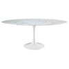 Lippa 78" Oval Artificial Marble Dining Table, White