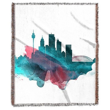 "Sydney Watercolor Cityscape" Woven Blanket 50"x60"