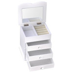 Yescom - White Jewelry Box Organizer Storage Case Mirror Ring Necklace Bracelet Earring - Features: