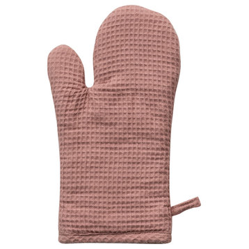 Woven Linen and Cotton Waffle Hot Pad Mitt, Putty Color