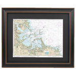 Framed Nautical Maps - Framed Nautical Chart, Boston Harbor - This Framed Nautical Map covers the harbor area of Boston, Massachusetts. The Framed Nautical Chart is the official NOAA Nautical Chart detailing these waterways.