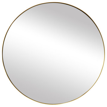 20" dia. Premium Modern Round Mirror, Gold Stainless Steel Finish