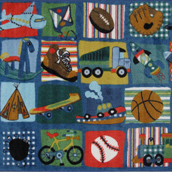 LA Rug Inc - Funky Boys Quilt Rug, Multi-Color, 39"x58" - Kids Rugs