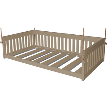 Poly Mission Hanging Daybed with Rope, Weathered Wood, Twin