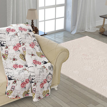 Chiara Rose Microfiber Reversible 1-Piece Multipurpose Quilted Throw Blanket