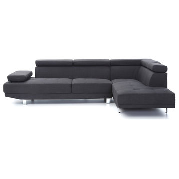 Riveredge 109" W 2 Piece Polyester Twill L Shape Sectional Sofa, Black