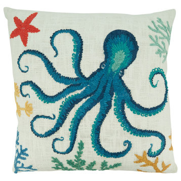 Octopus Throw Pillow, Multi, 20"x20", Cover Only